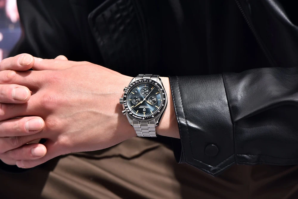 PAGANI DESIGN Neue Herren-Quarzuhr Goldene Monduhr Herren VK63 Speed Sport-Chronograph AR Saphir Leuchtend Lokaler Versand – Detail 7