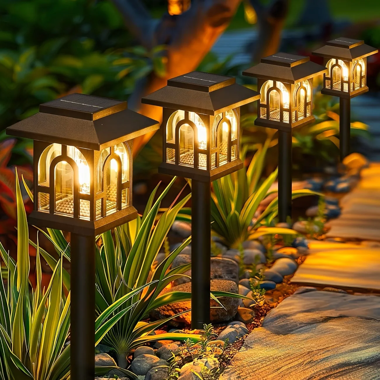 4/8er Set Solar-Wegeleuchten, Außen-Solarleuchten, wasserdichte Landschaftsbeleuchtung für Garten, Hof, Terrasse, Gehweg, Einfahrt und Camping-Dekoration
