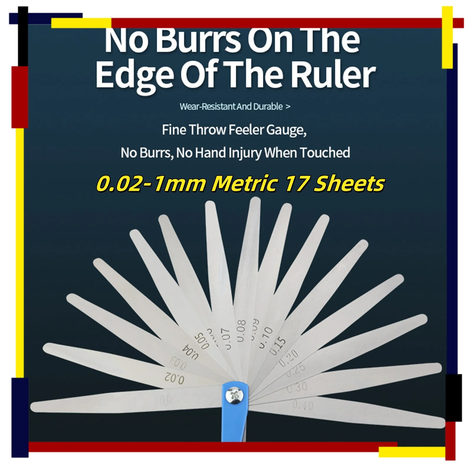 

Щуп из нержавеющей стали, измеритель зазора 0,02-1 мм, метрический, 17 листов, универсальный инструмент для измерения толщины клапана смещения