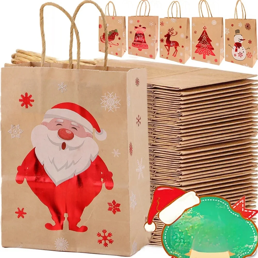 20 Świąteczne papierowe torby na prezenty Święty Mikołaj Pudełko na cukierki Pudełko na ciasteczka Torba na prezenty Xmas Party Home Decor Supplies Pudełko na prezenty — zdjęcie 2