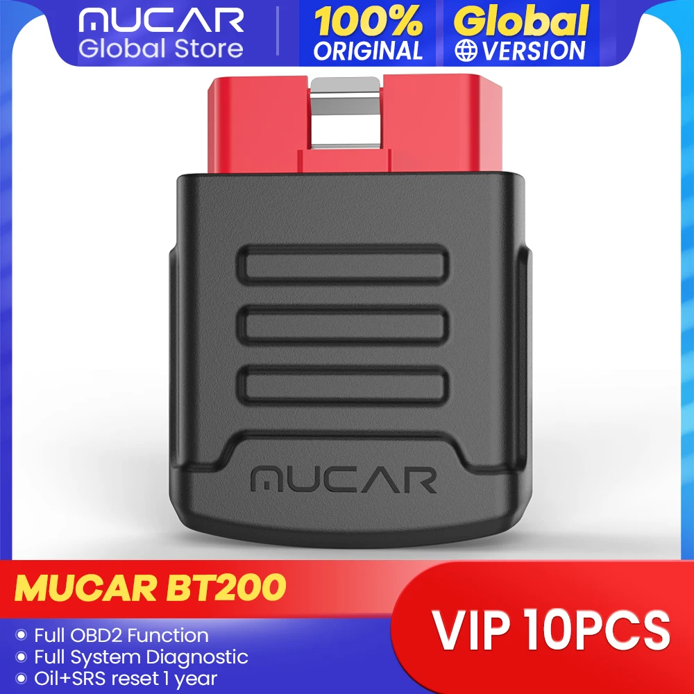 MUCAR 10PCS BT200/BT200 Pro Auto OBD2 diagnostic Tool Full System Scanner tools Diagnosis for All Cars oil/SAS 15 reset 1 year