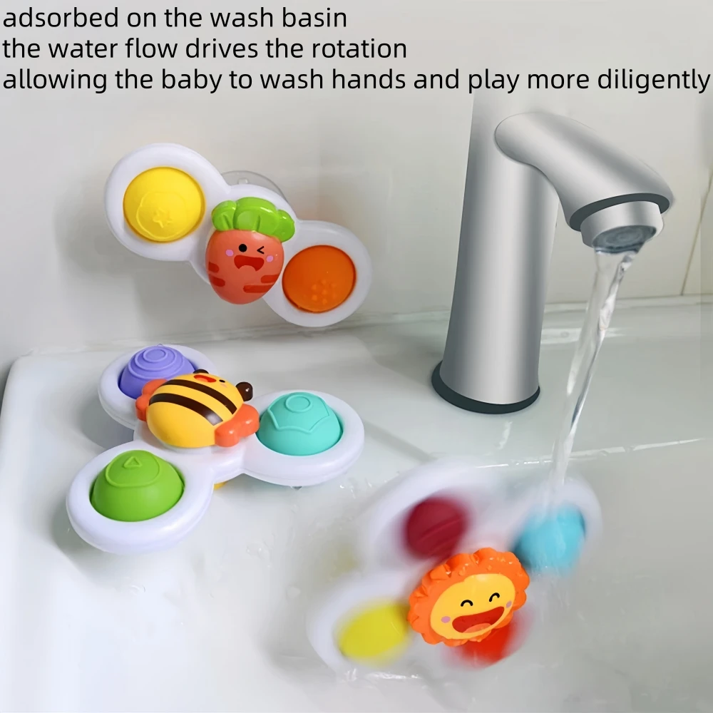 3PCS Pop Suction Cup Spinner Toys |Novelty Spinning Tops Toys |Sensory Baby Bath Toys for Toddlers 1-3|Birthday Gift for Infant