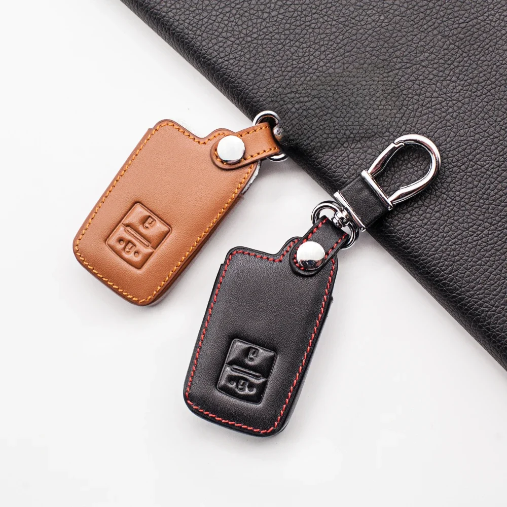 Skórzane etui na kluczyk samochodowy do Toyoty Auris Camry RAV4 Avalon Yaris Verso 2012-2018 2 przyciski Keyless Remote Fob Protector Cover Bag — zdjęcie 2