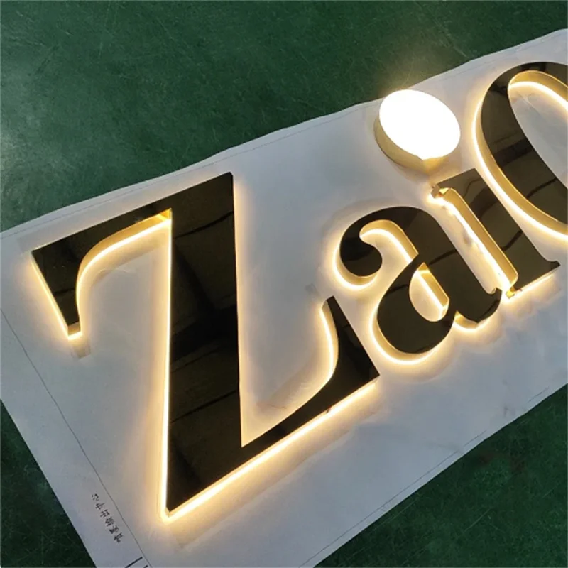 3D Backlit Business Signs,  Illuminated 3D Metal Letters, Company Name Sign, Beauty Salon Decor, Exterior Building Sign