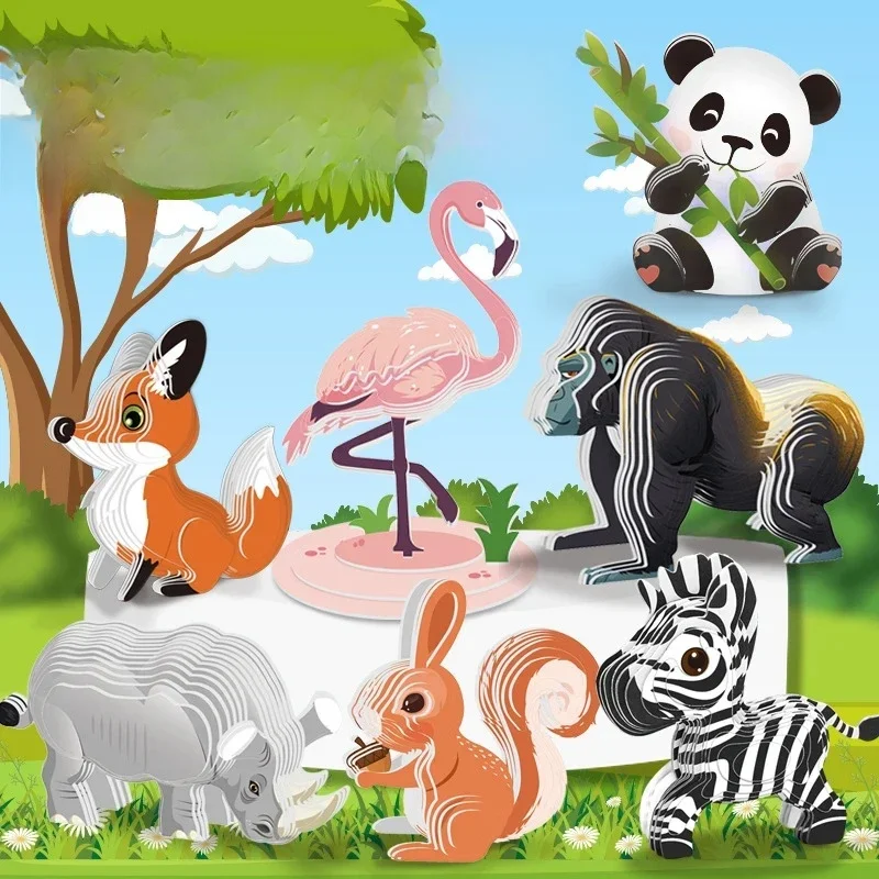 Dessin animé dinosaures pour enfants 3D Puzzle tridimensionnel jouets bricolage Puzzle papier créatif modèle Animal assemblage bébé jouets