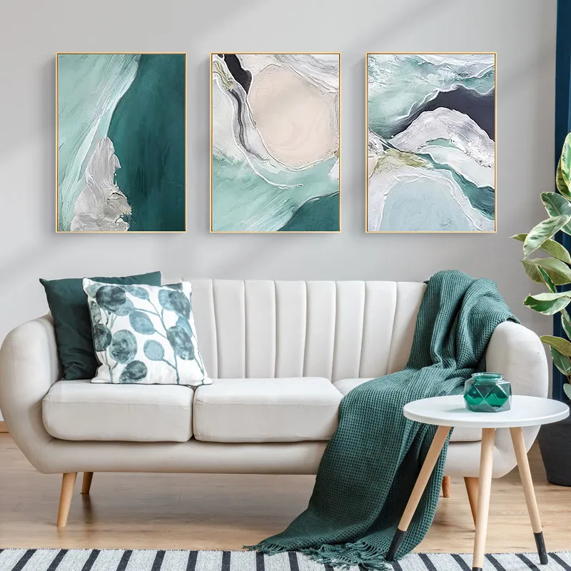 1Pcs Interior Paintings Poster Office Home Decor Canvas Painting Bedroom Wall Decororation Nordic Style Green Sea Living Room