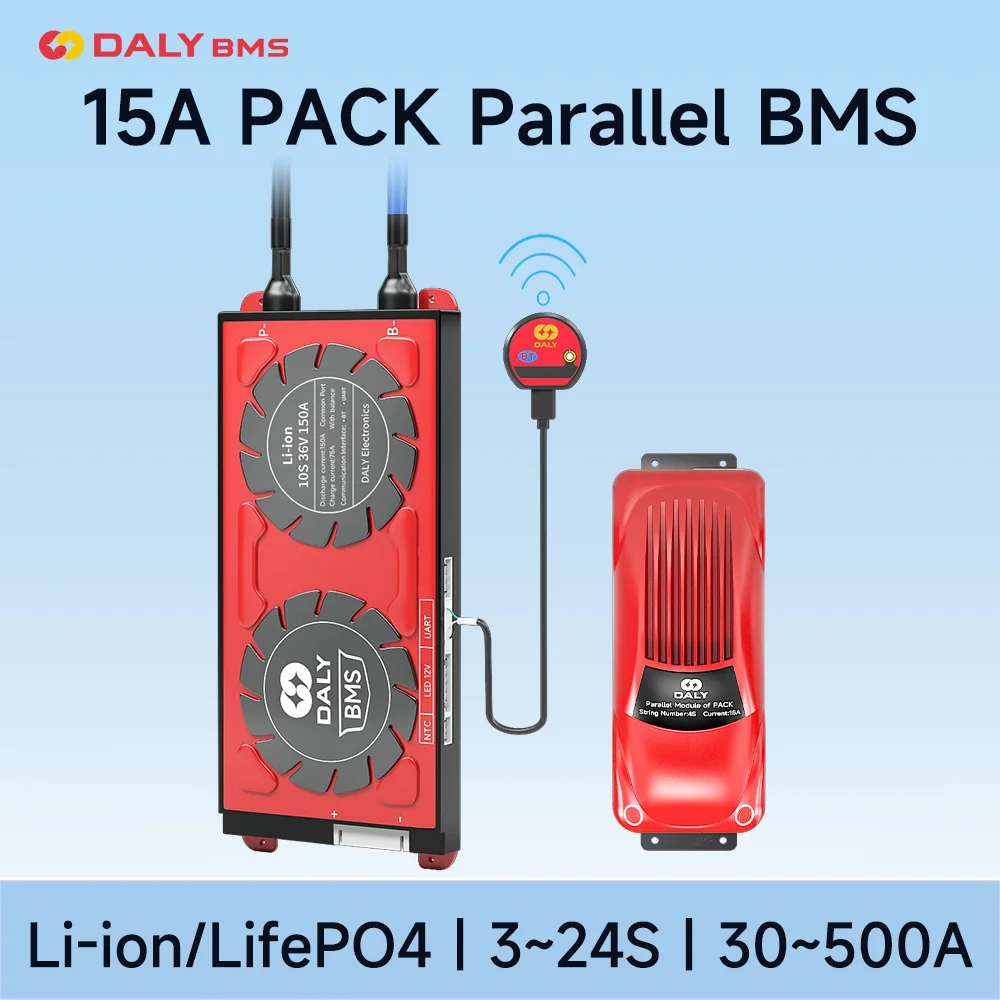 

Daly BMS 4S 12V LiFePo4 Parallel 15A bluetooth APP CAN Function 24V 48V 60V 30-500A Li-Ion LTO 3S 7S 8S 10S 12S 13S 16S 24S