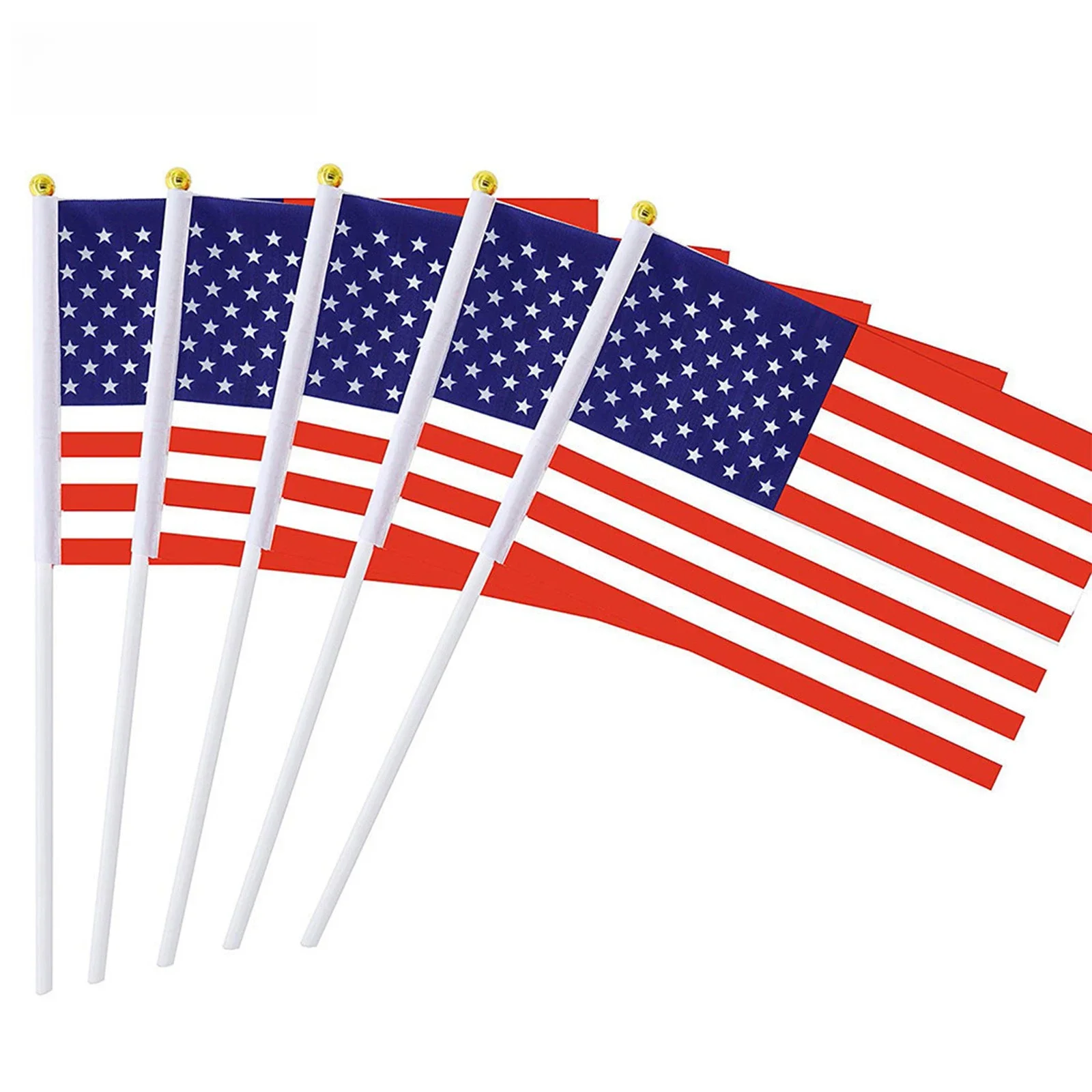 50pc USA bâton drapeau, américain US 14x21cm Mini drapeau portable ensign 30cm pôle états-unis main bâton drapeaux bannière en Stock