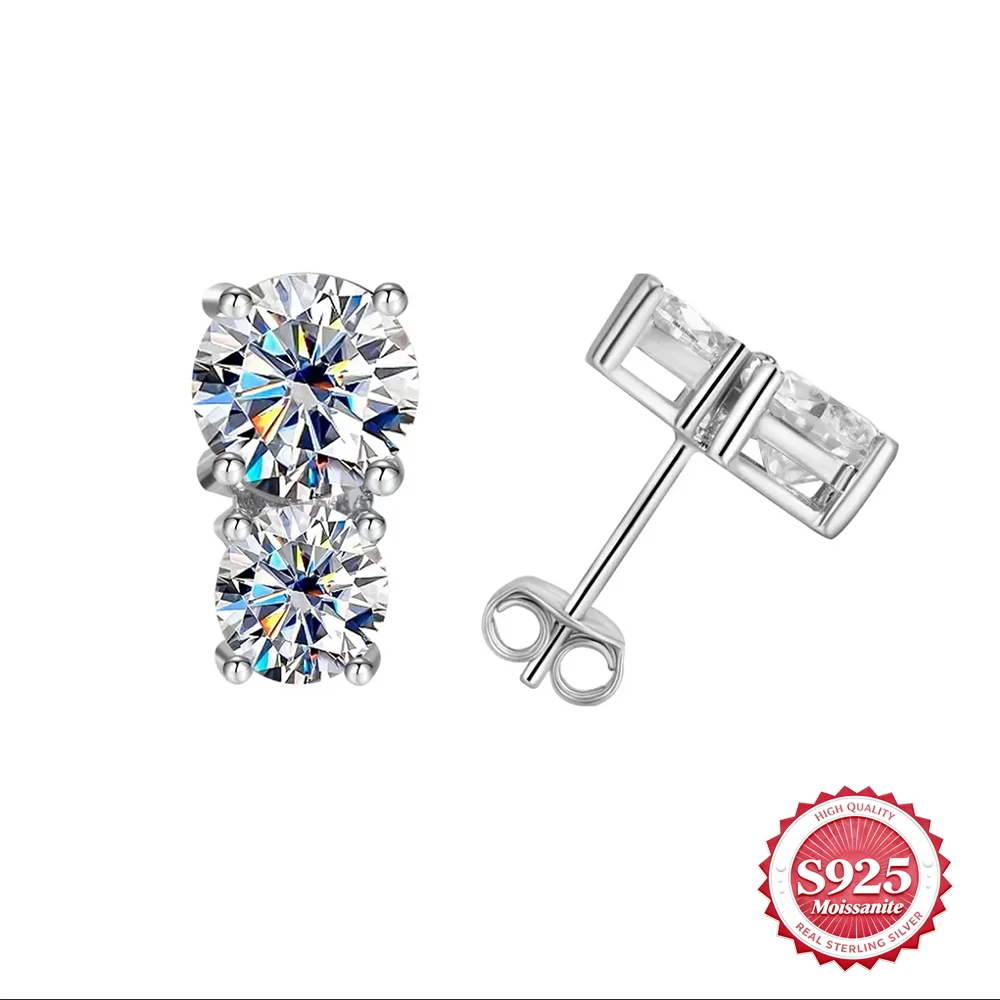 

1.5ct Moissanite Stud Earrings Four Prongs Synthetic Yellow/Green/Blue Diamond Classic Men Women Fashion Jewelry Anniversary Gif