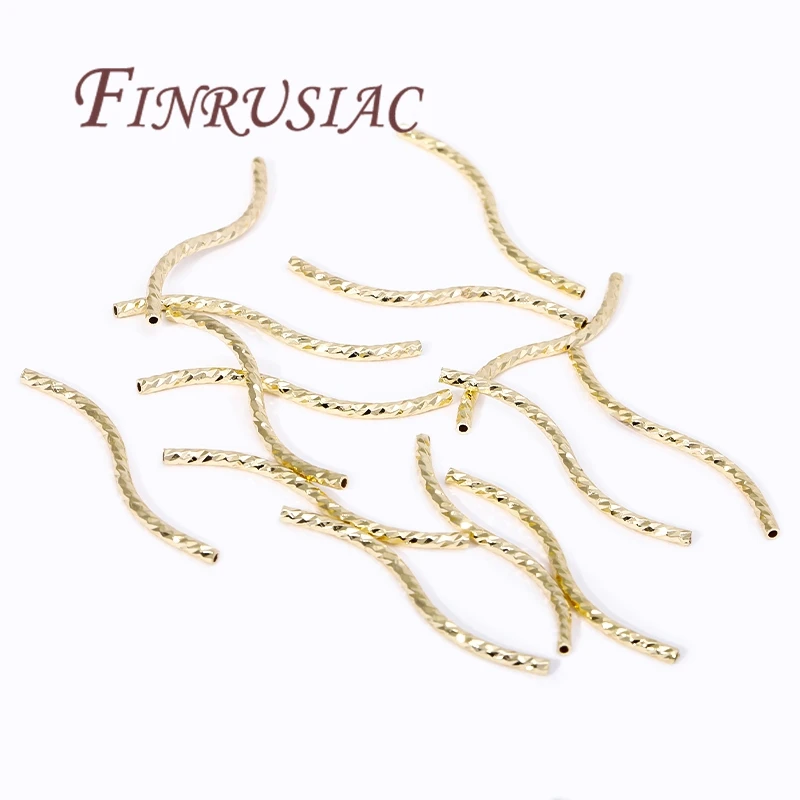 Perline tubolari a forma di S, tubo placcato oro 18 carati per accessori per la creazione di gioielli