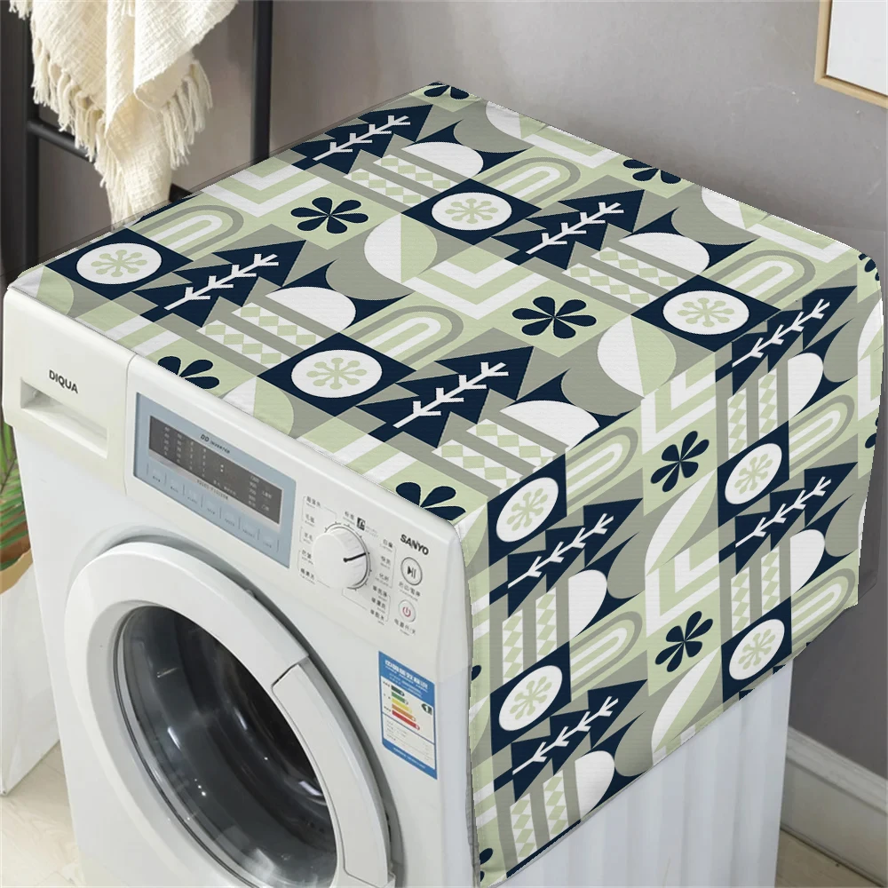 Grey Navy Blue Trees Printed Dust Cover Washing Machine Dust Mat Design Refrigerator Protective Pad Household Home Supplies