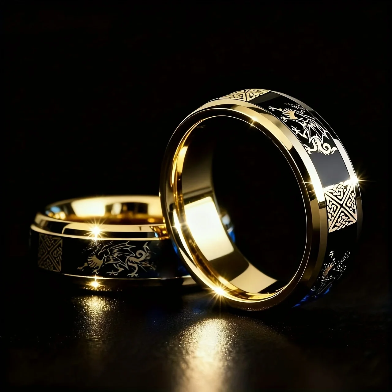Cool Stainless Steel Celtic Dragon & Knot Ring for Men Women, Dragon Wedding Band, Celtic Ring, Everyday Wear Jewelry view 3