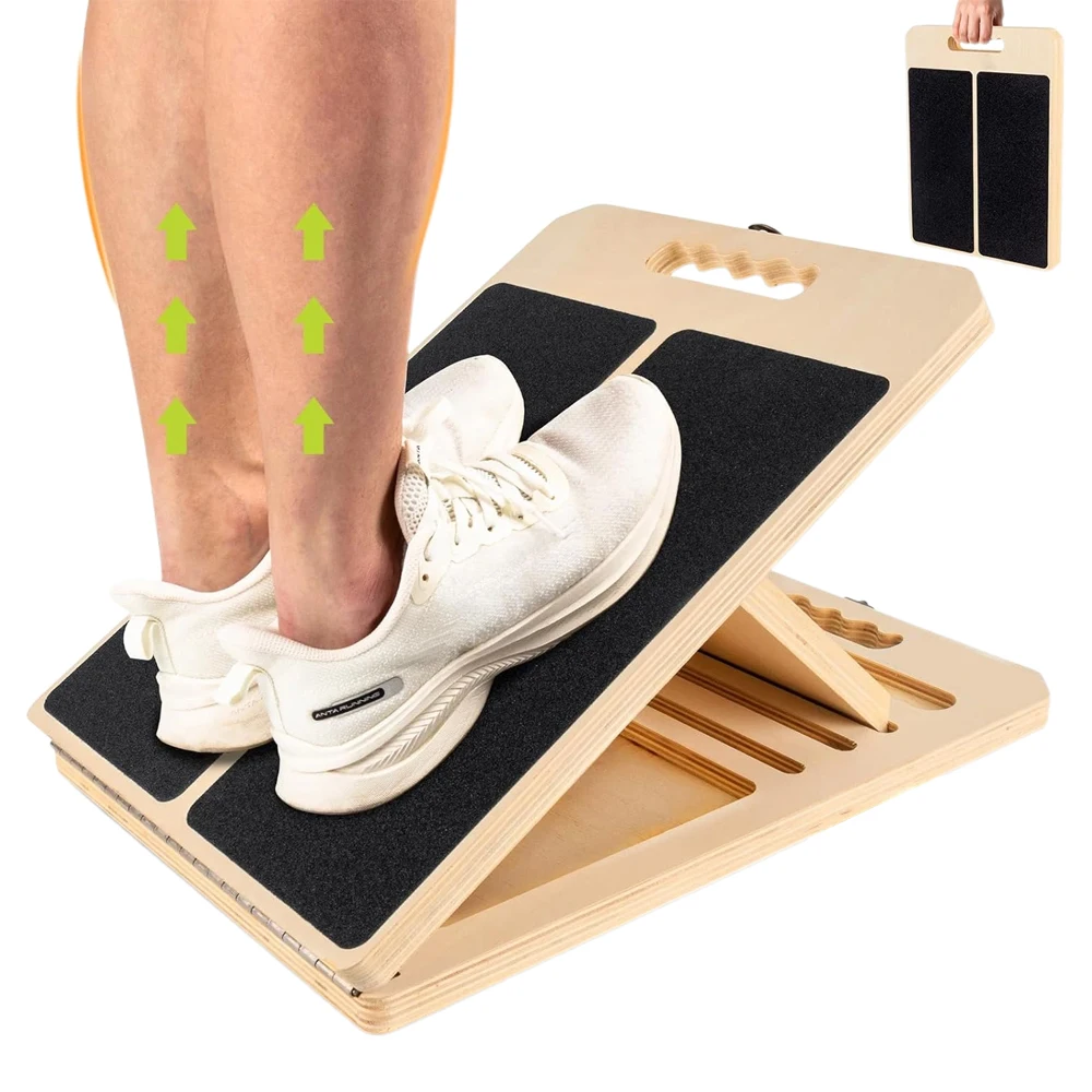 Planche inclinée en bois pliable pour étirements des mollets, idéale pour le yoga et l'entraînement, combinaison de planches d'étirement