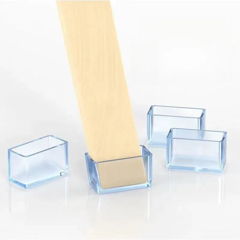 Capuchons de jambe de chaise rectangulaires en PVC transparent, couvercle d'extrémité de tube de meubles de table, chaussettes de prise de tuyau, coussinets de protection de sol non alds, 16 pièces