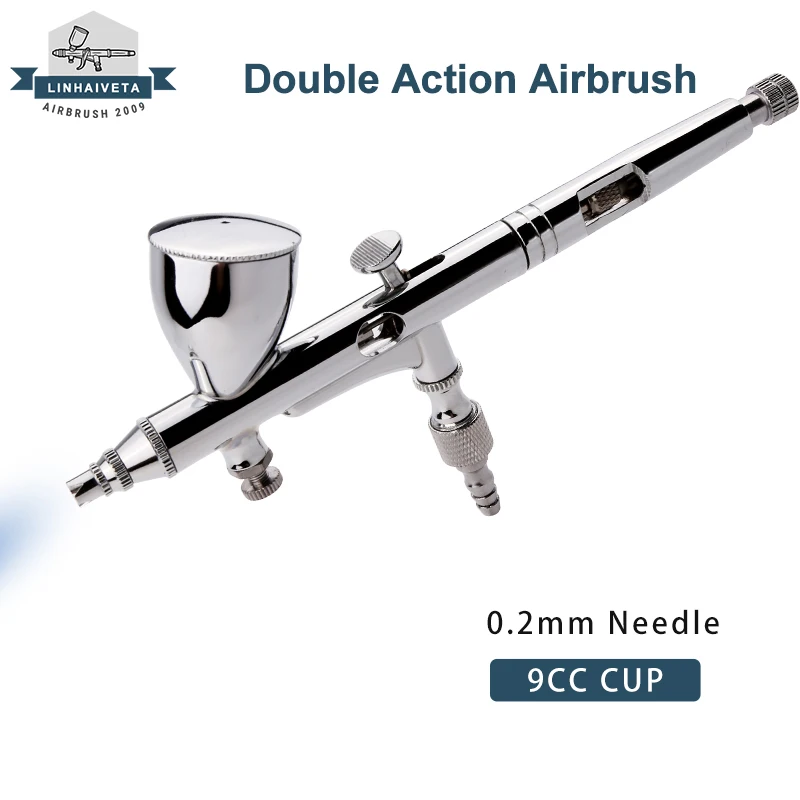 Double Action Airbrush 0.2mm Nozzle Kit with Spray Gun Repair Tool  For Nail Art Tattoo Craft Cake Modle Gravity Air Brush Paint