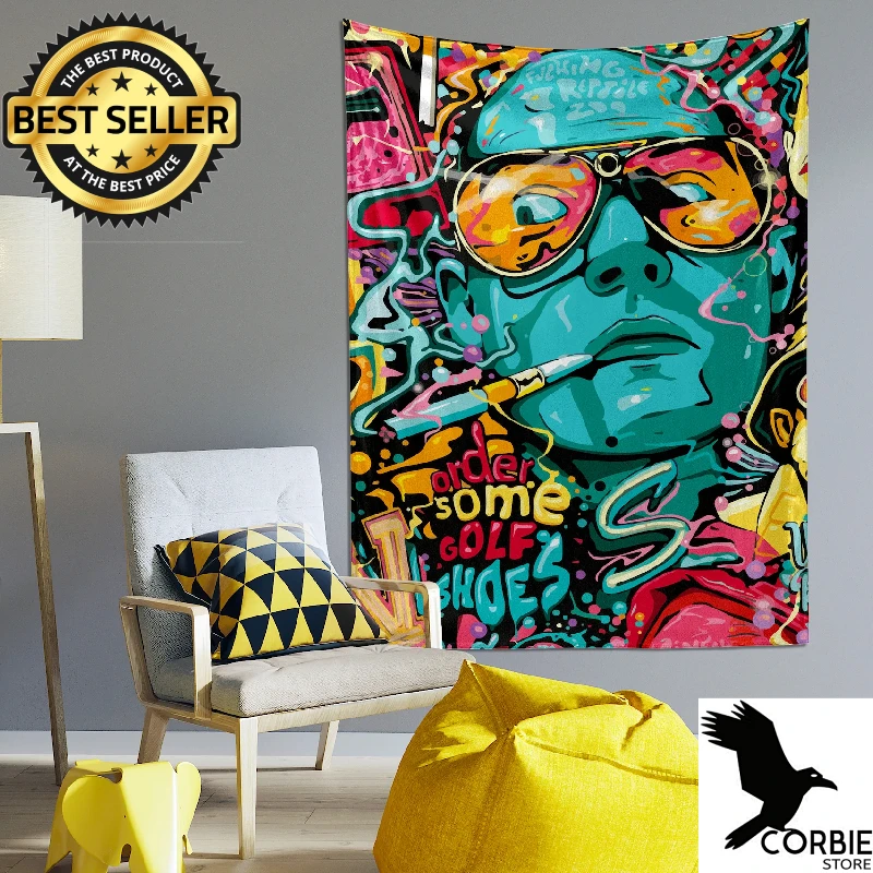 Fear And Loathing 105 cm x 145 cm Wall Covering Fashion Tapestry Hanging Fabric Background Hippie Decor Tapestry Thelucidlab