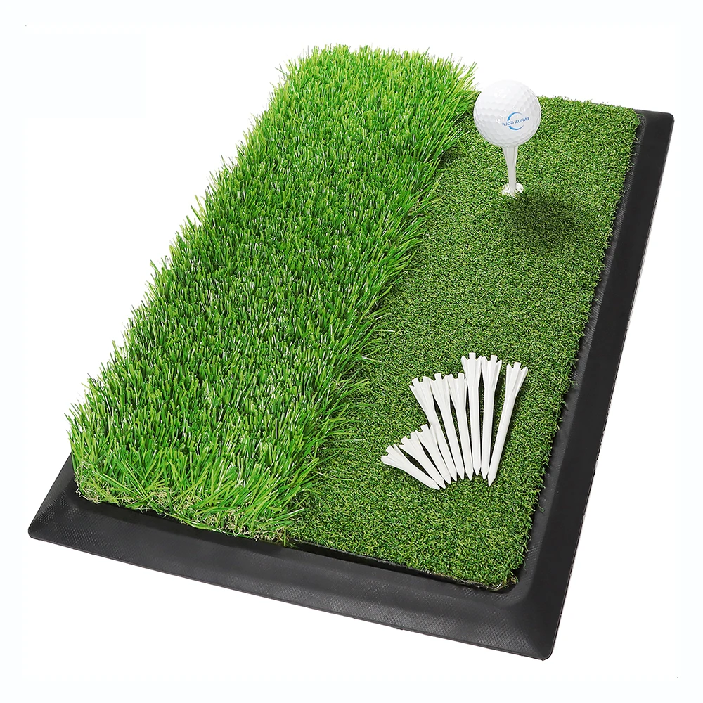 Golf Hitting Mat New Premium Synthetic Turf Heavy Duty Rubber Base Golf Practice Mat Come with 1 Rubber Tee and 9 Plastic Tees