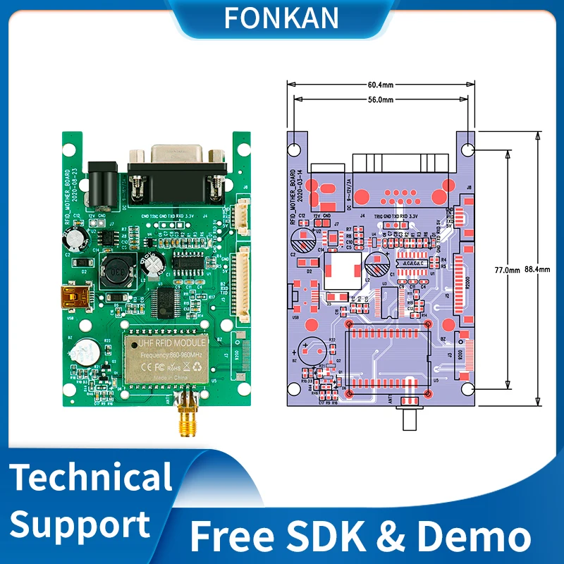 FONKAN 860-960MHz full band USB and series port TTL3.3V RFID UHF module kit for Android and window system