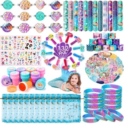 132 Pcs Girls Mermaid Party Favors, Mermaid Birthday Party Decor Toys, Small Drawstring Mermaid Favors Bags,