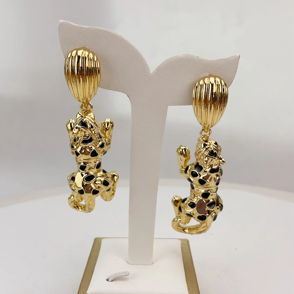 EMMA مجوهرات الزفاف الإيطالية المطلية بالذهب كبيرة طويلة سلسلة قلادة أقراط مأدبة هدية مجموعة مجوهرات الأزياء للنساء FHK21119