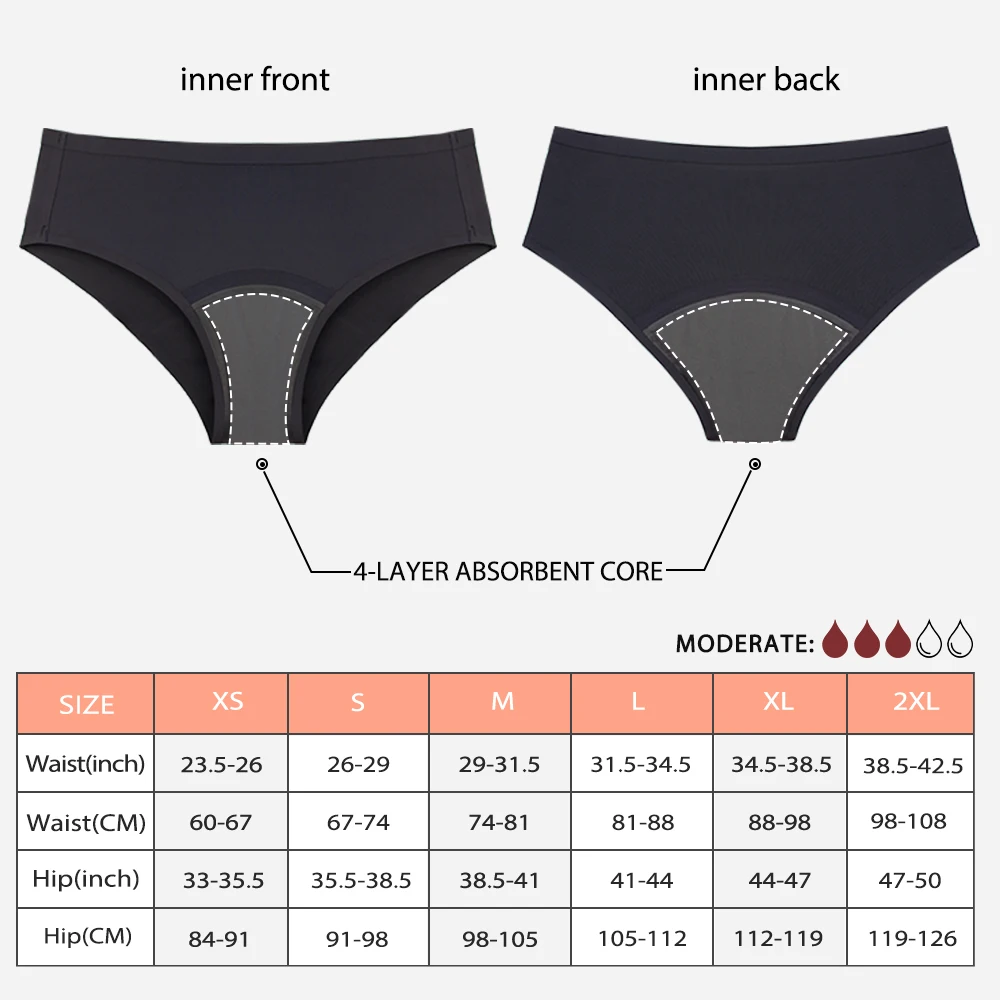 Menstrual Panties Women Seamless Panties for Period 4 Layer Absorbent Leak proof Menstrual Panties Briefs Panties for Monthly