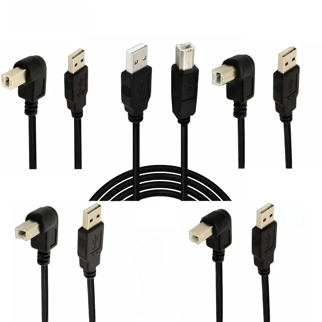 Câble coudé USB 2.0 A mâle vers USB B mâle Type B BM, 90 degrés, 50cm, 150cm, 1m