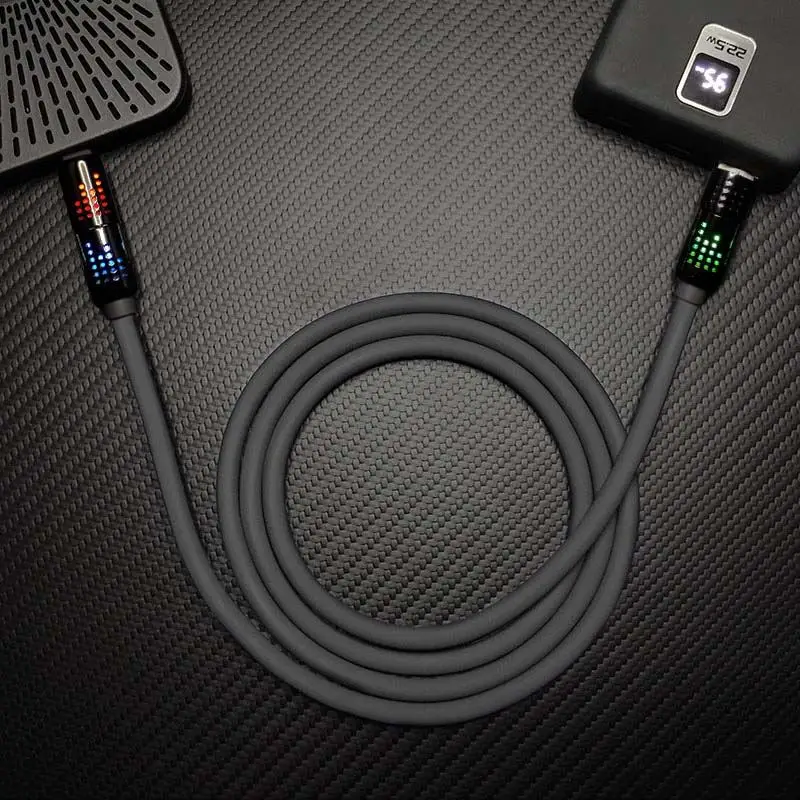 240W 4 in1 Breathing Light Car Cable Fast Charging Cable Power Cable for IPhone Type C Huawei Samsung Xiaomi