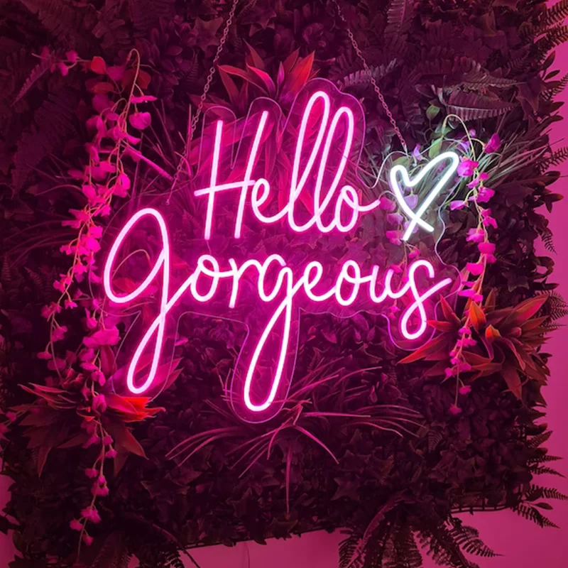 

Custom Neon Sign Hello Gorgeous Neon Sign Light Office Living Room Bar Interior Design Neon Sign Wall Art Neon Sign Wall Decor