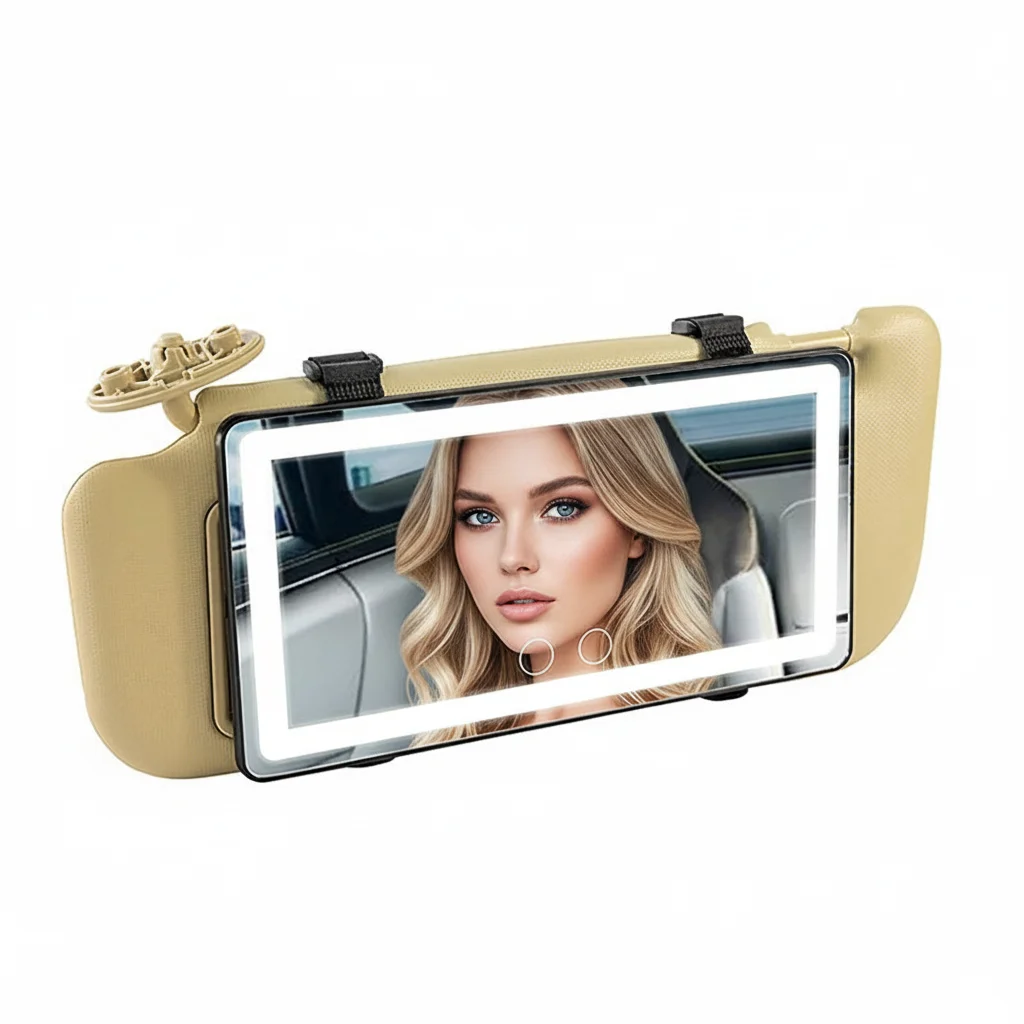 

Car Visor Makeup Mirror 3-Color Lighted Instant Touch-Up Essential Bright Natural Glow For Flawless Makeup On Road Trips