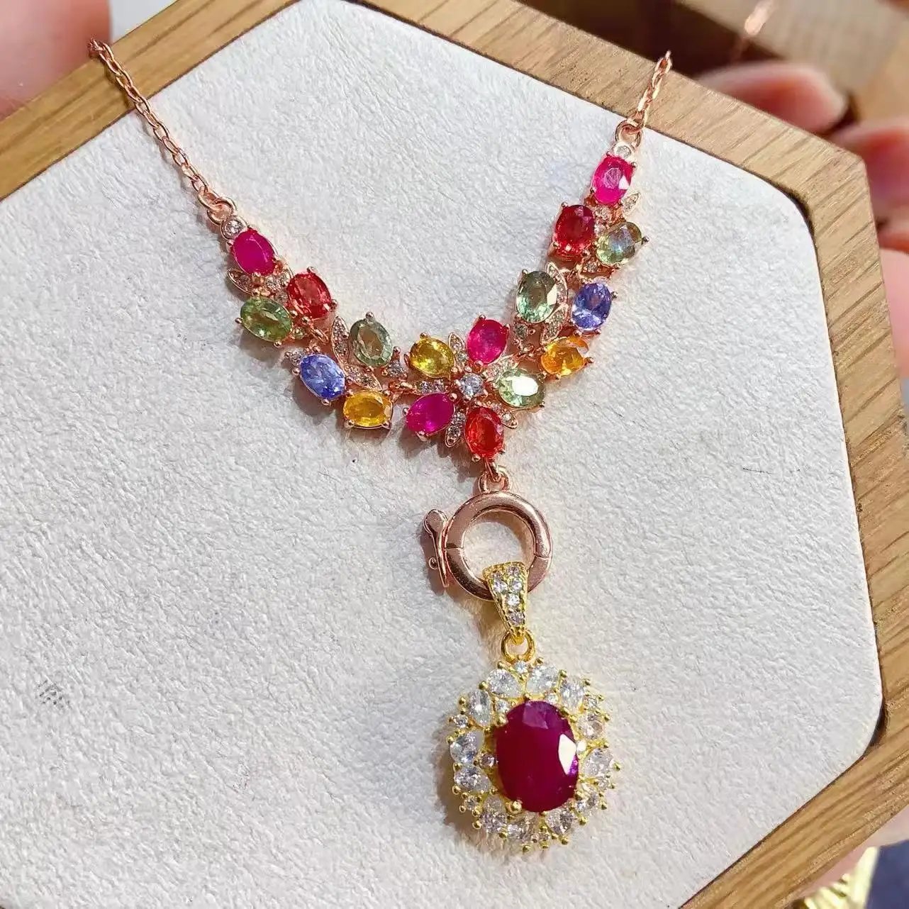 KJJEAXCMY Boutique Jewelry 925 Pure Silver Inlaid with Natural Impurities Free Ruby, Women Wear Two Necklaces as a Gift for Girl