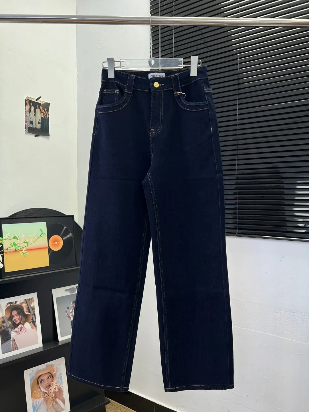 جينز أمريكي عالي الخصر مستقيم الساق للنساء في الخريف، كسول، L، Oose، تنحيف، بنطال طويل واسع الساق 74