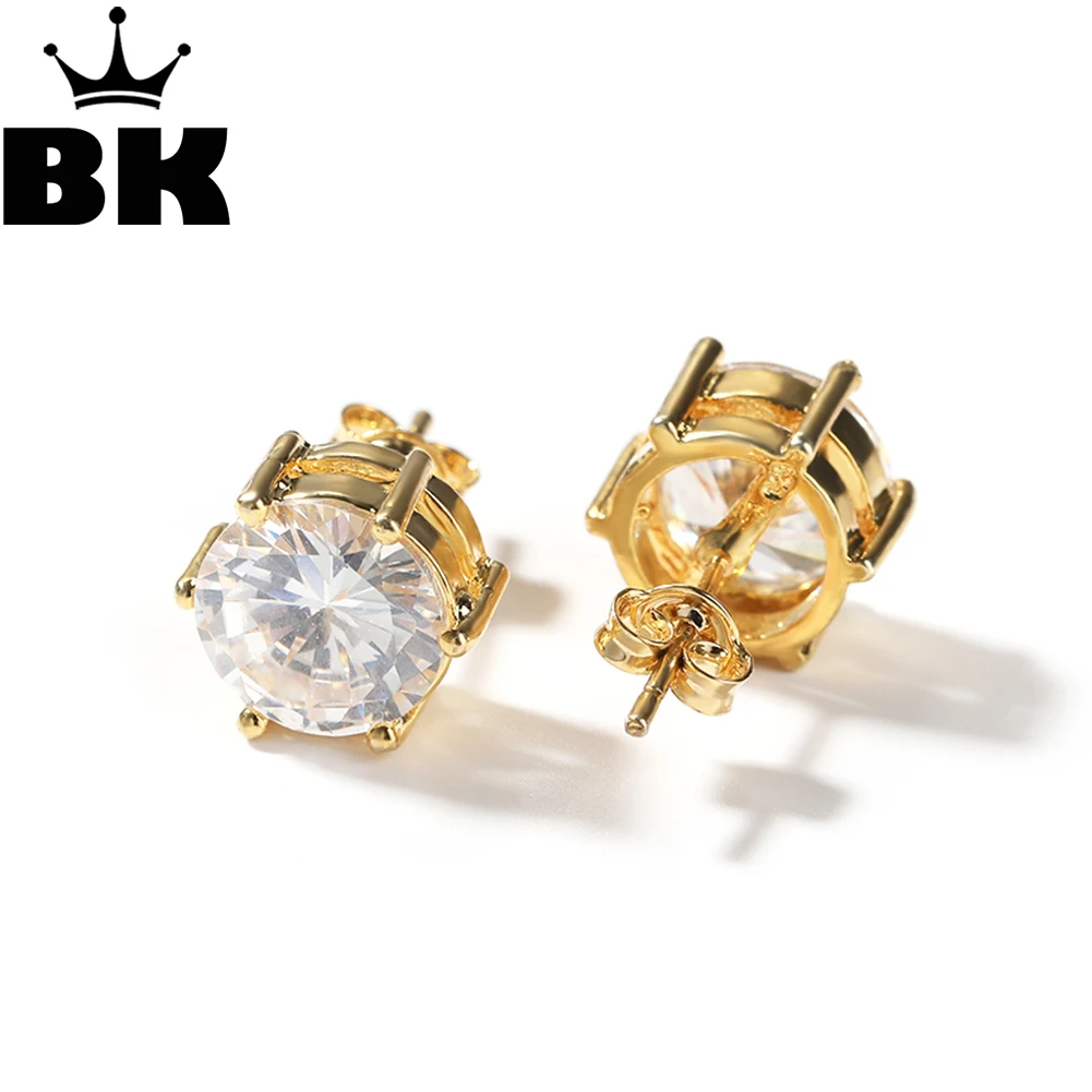 THE BLING KING 10mm Shiny Stud Earring For Women Wedding AAA Cubic Zirconia CZ Round Stone 6Claws Design New Jewelry Accessories
