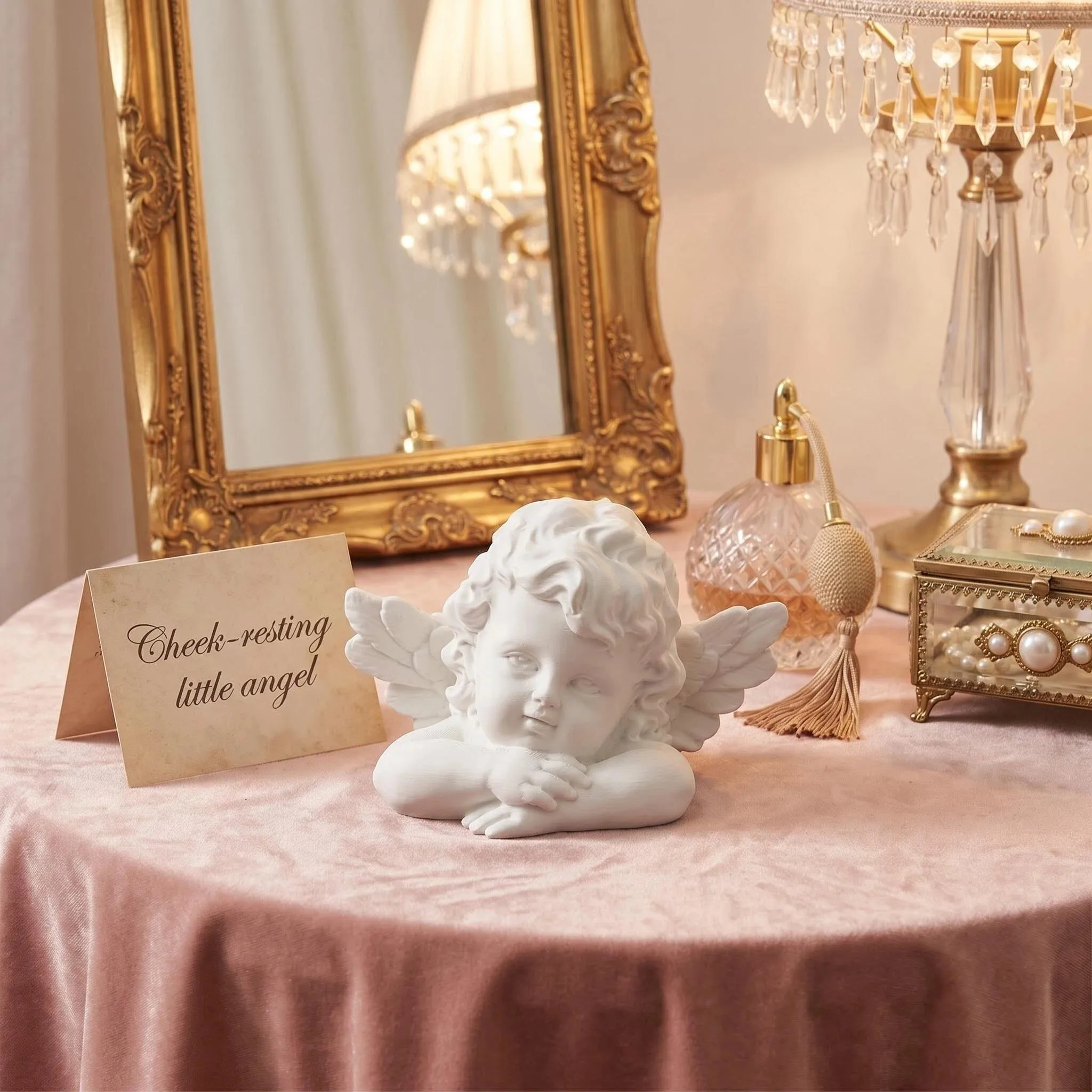 Sleepy Cherub Angel Figurine, White Resting Angel Statue, Vintage Angel Bust Sculpture for Home Bedroom Decor, Perfect Gift