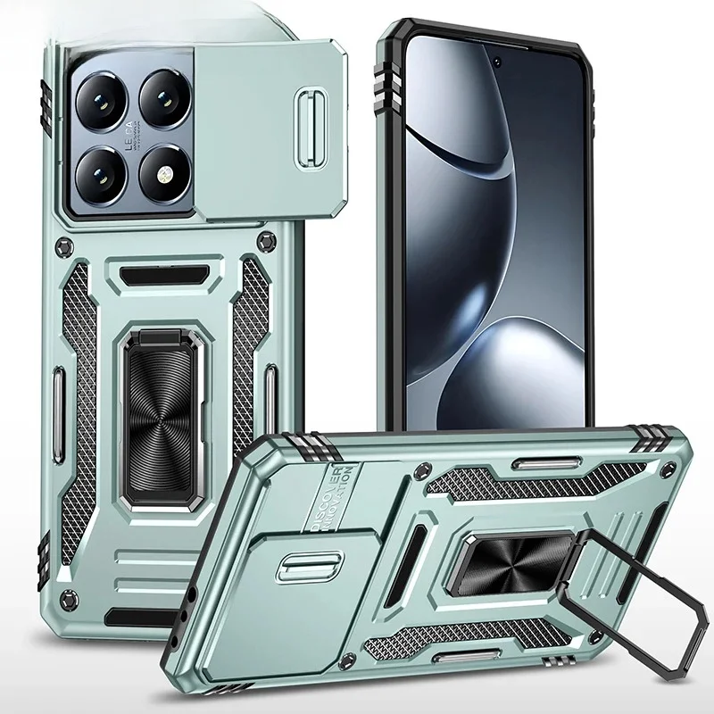 Etui PKCASE o militarnym standardzie odpornym na wstrząsy z uchwytem i przesuwaną osłoną aparatu do Xiaomi Poco X6 Pro / Xiaomi 14T Pro — zdjęcie produktu 7