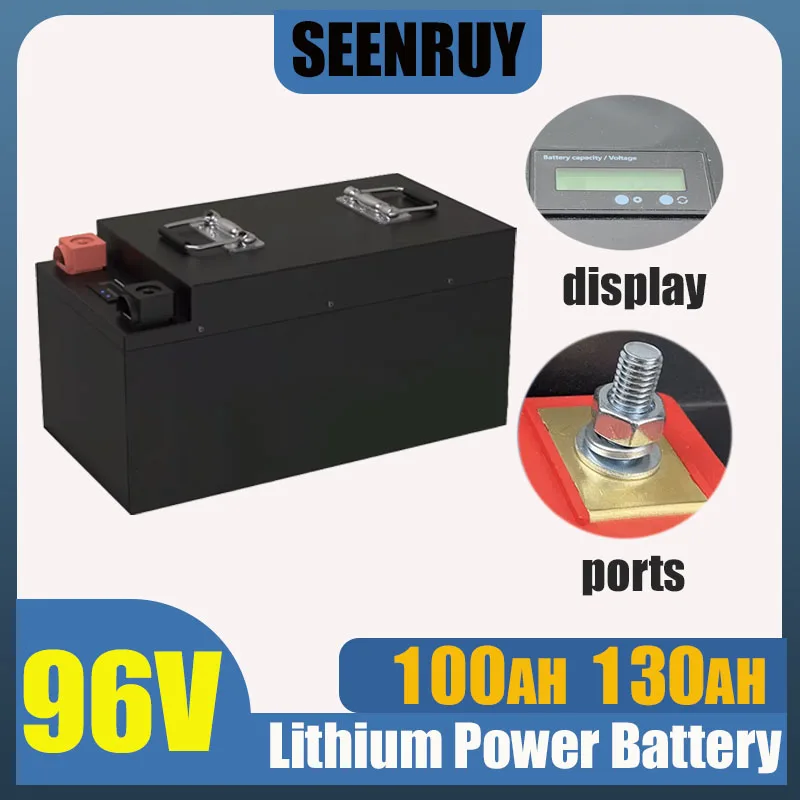 96V 100AH 130AH Rechargeable Lithium Battery with BMS 100A 150A for Forklift RV Sightseeing Vehicle  Golf Cart  Food Truck