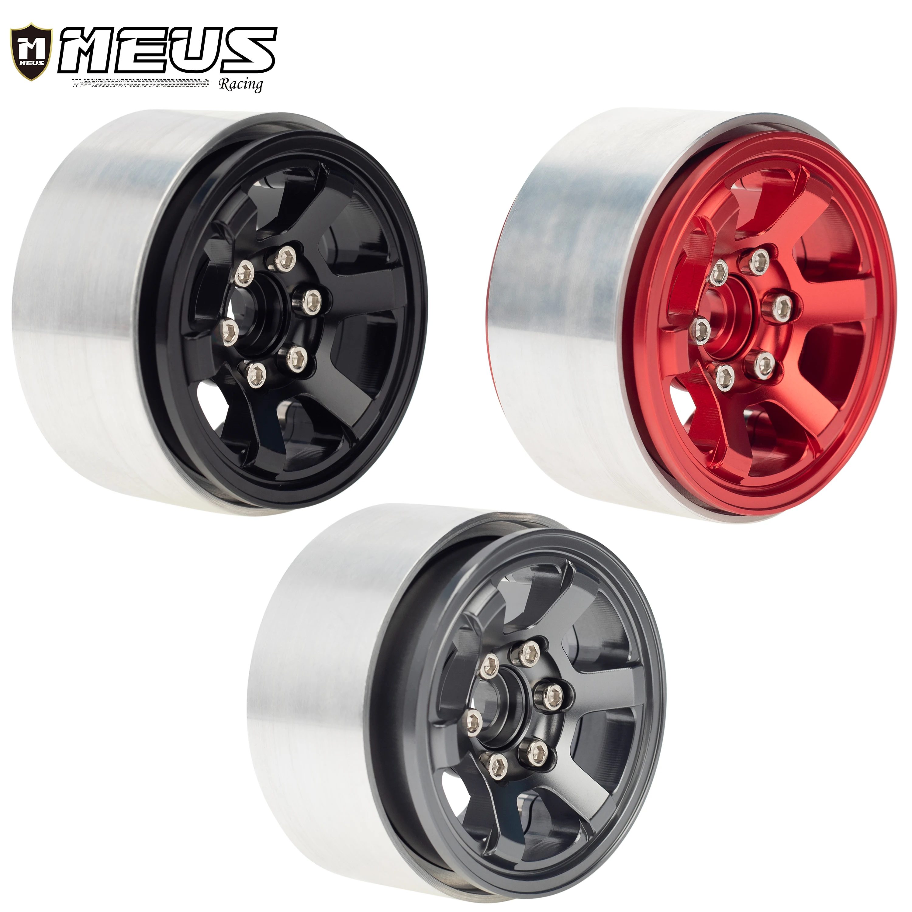 Meus Racing 1.9'' Beadlock Wheel Metal Wheel Hub 12MM Combiner Hex Part for 1/10 RC SCX10 II 90046 SCX10 III AXI03007 D90 TRX4