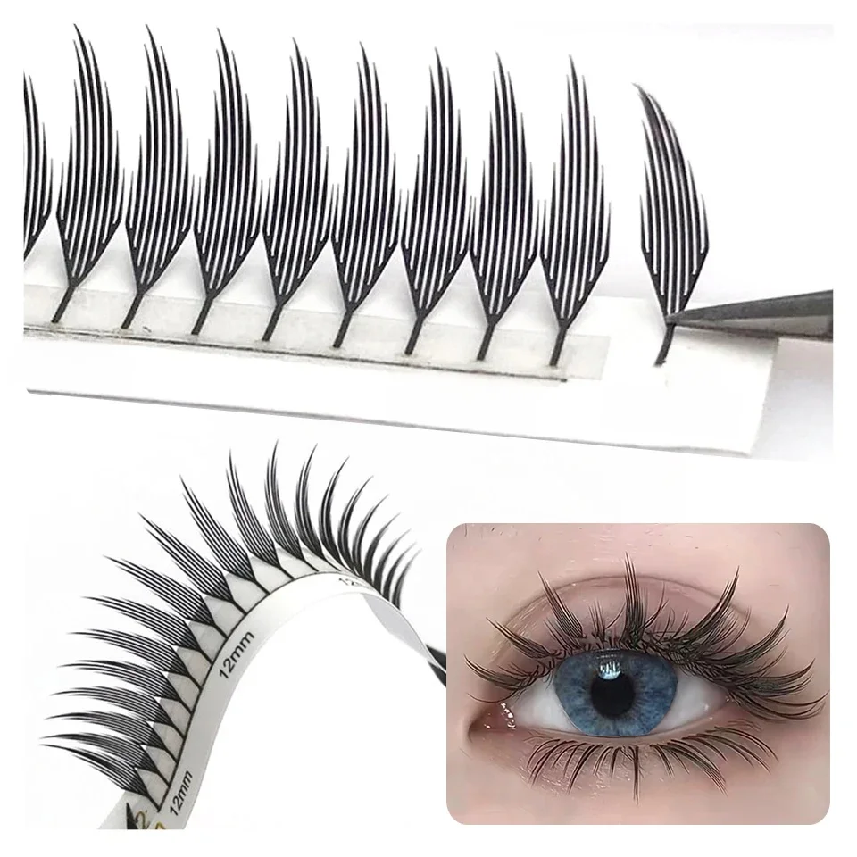 lashrujade Comic Spire Lashes Premade Fans Eyelash Extension Tower Top Feather shape Lashes Faux Mink Soft Natural Makeup Lashes — zdjęcie 2