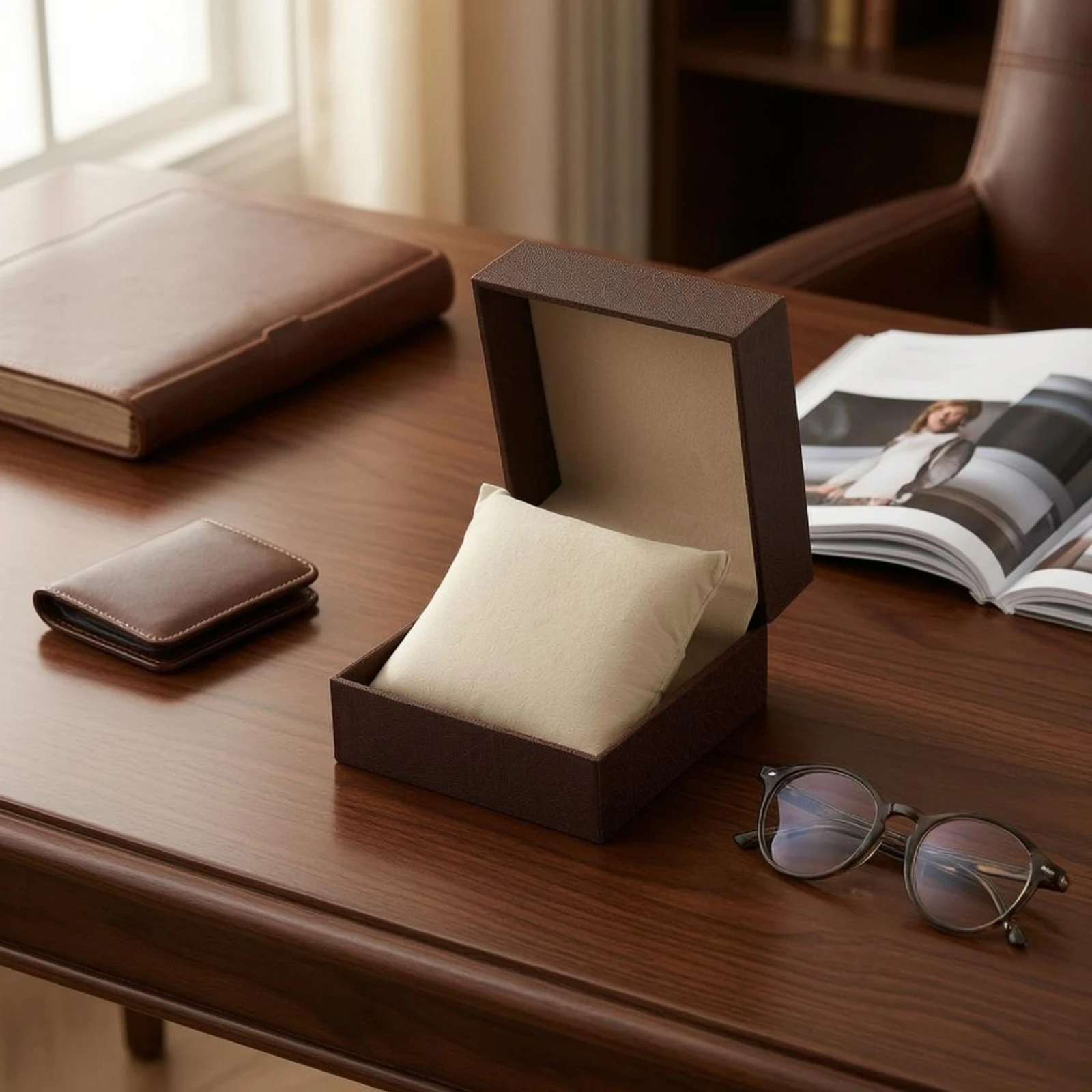 Square Watch Case Gift Box Pillow Insert PU Leather Watch Box Individual Wristwatch Display Organizer Storage Box Watch Stand
