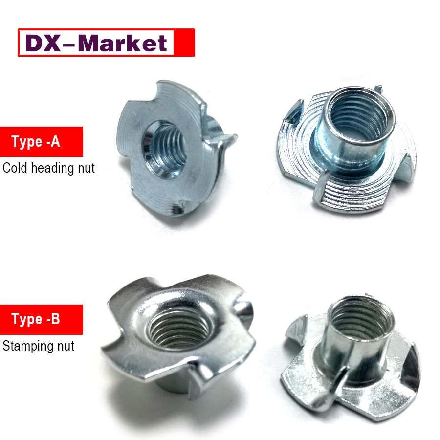 

Гайки-вставки четырехзубчатые (T-образные) m3 m4 m5 m6 m8 m10 m12, для мебели и дерева, B024