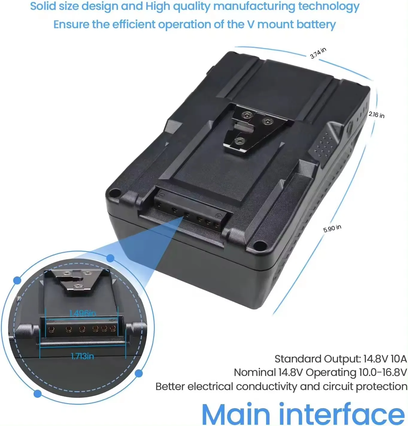 Camera battery 190Wh 13400mAh V installation/V lock battery compatible function tap charger