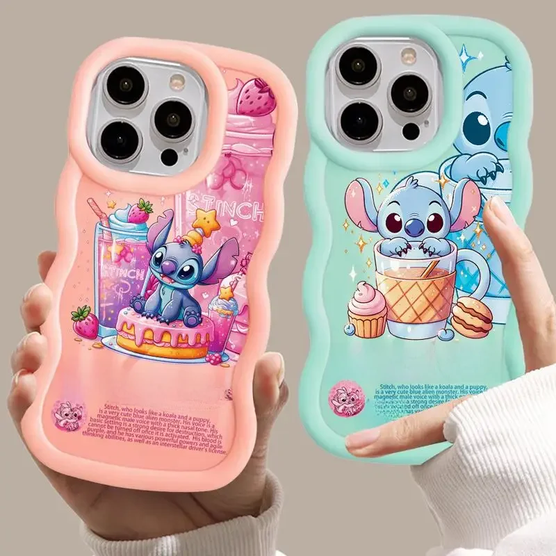 Disney Stitch Sommer Getränke Macaron Wellen Handy hülle für iPhone 15 14 13 12 11 Pro max xs x 7 8
