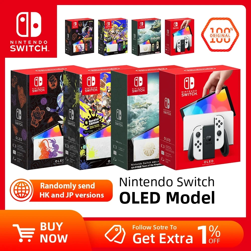 Nintendo Switch OLED Model 7 Inch Screen Joy‑Con Handle Enhanced Audio Adjustable Console Stable TV Mode Video Game