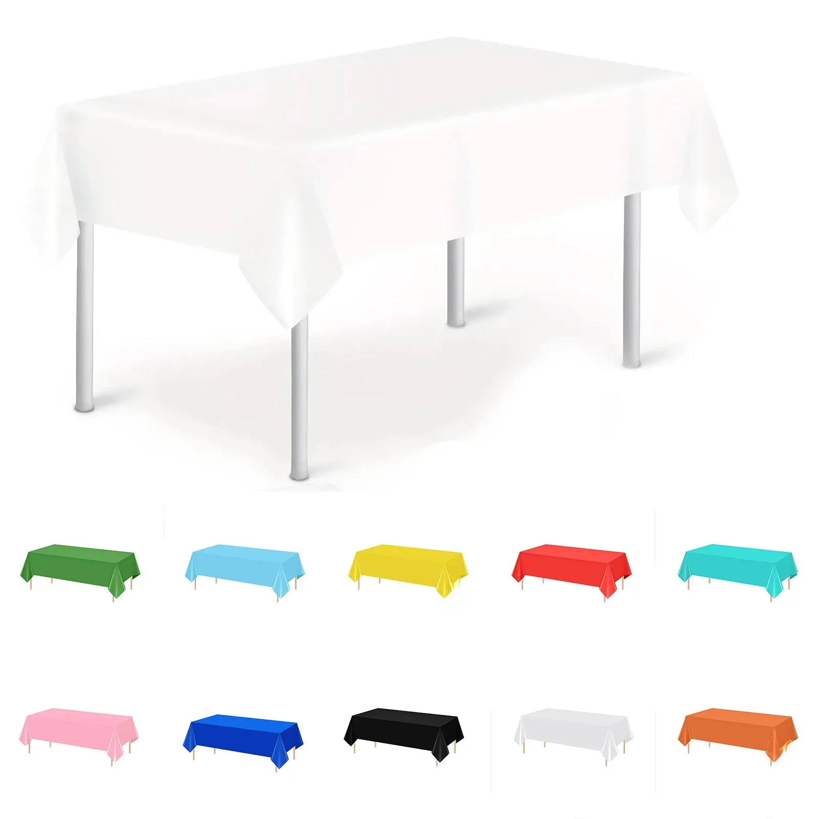 Nappe jetable de couleur unie, 137x274cm, pour fête d'anniversaire, mariage, noël, couverture de Table, essuyage rectangulaire, décor en tissu de bureau