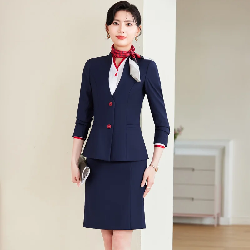 NAVIU Fashion Office Wear Women Blazer Suits Elegant Chic Coats 2 Piece Set Long Sleeve Casual Blazer Jacket Skirt Suits Red