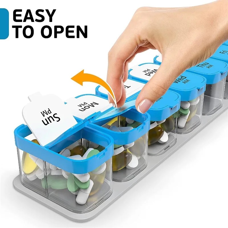 

1PCS Large 7 Day Pill Organizer - 2 Times a Box Case XL Am Pm Container Holder Daily Medicine Weekly Medication Pils Organizers
