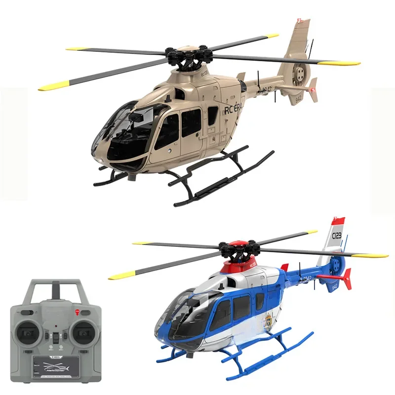 C123 6ch Rc Helikopter Ec135 Dubbele Borstelloze Directe Aandrijving Enkele Peddel Rolroervrije Helikopter Model 3d Optische Stroom Speelgoed - afbeelding 2