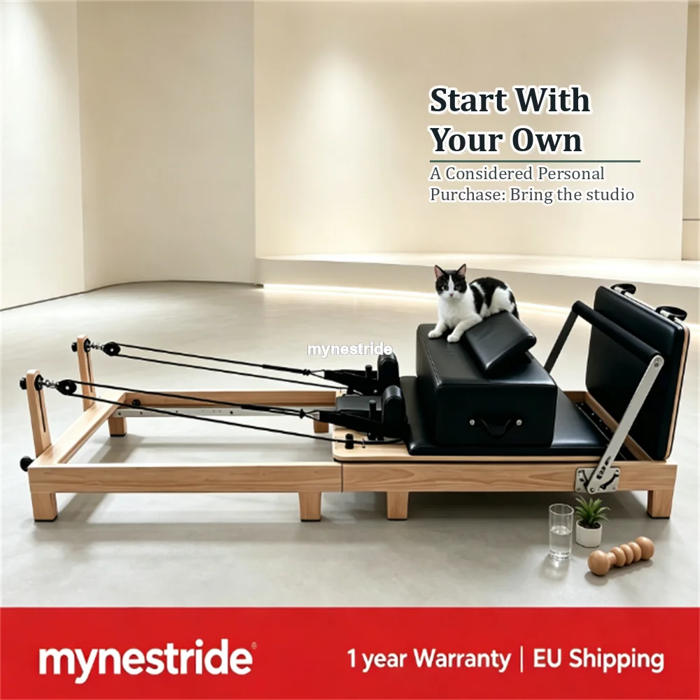 Système de Pilates en bois PVA7313 |   Lit de Pilates / Reformer - Choisissez un cadeau que vos futures séances pourront partager - Base de mouvement à roulettes