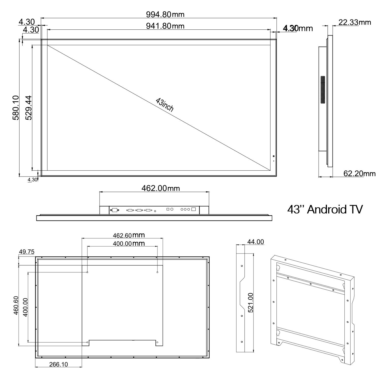 Souria 42 pulgadas 4K UHD pantalla espejo TV pantalla completamente táctil impermeable para baño SPA salón sistema DTV DVB-T, T2, C ATSC - Image 3