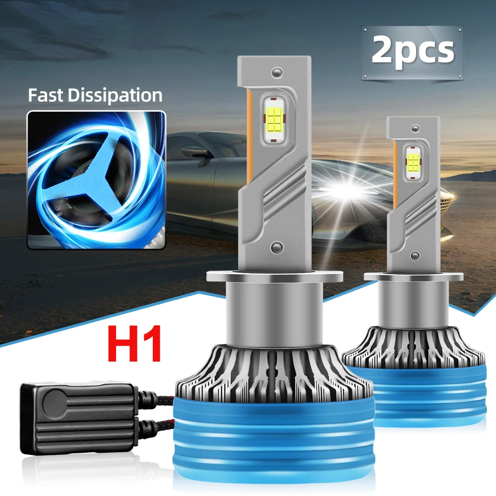 

H1 single Beam LED Headlamp Bulb 20000LM Single Copper Tube Durable Bulbs 6000k External Drive Auto light 3570 CSP Bulbs