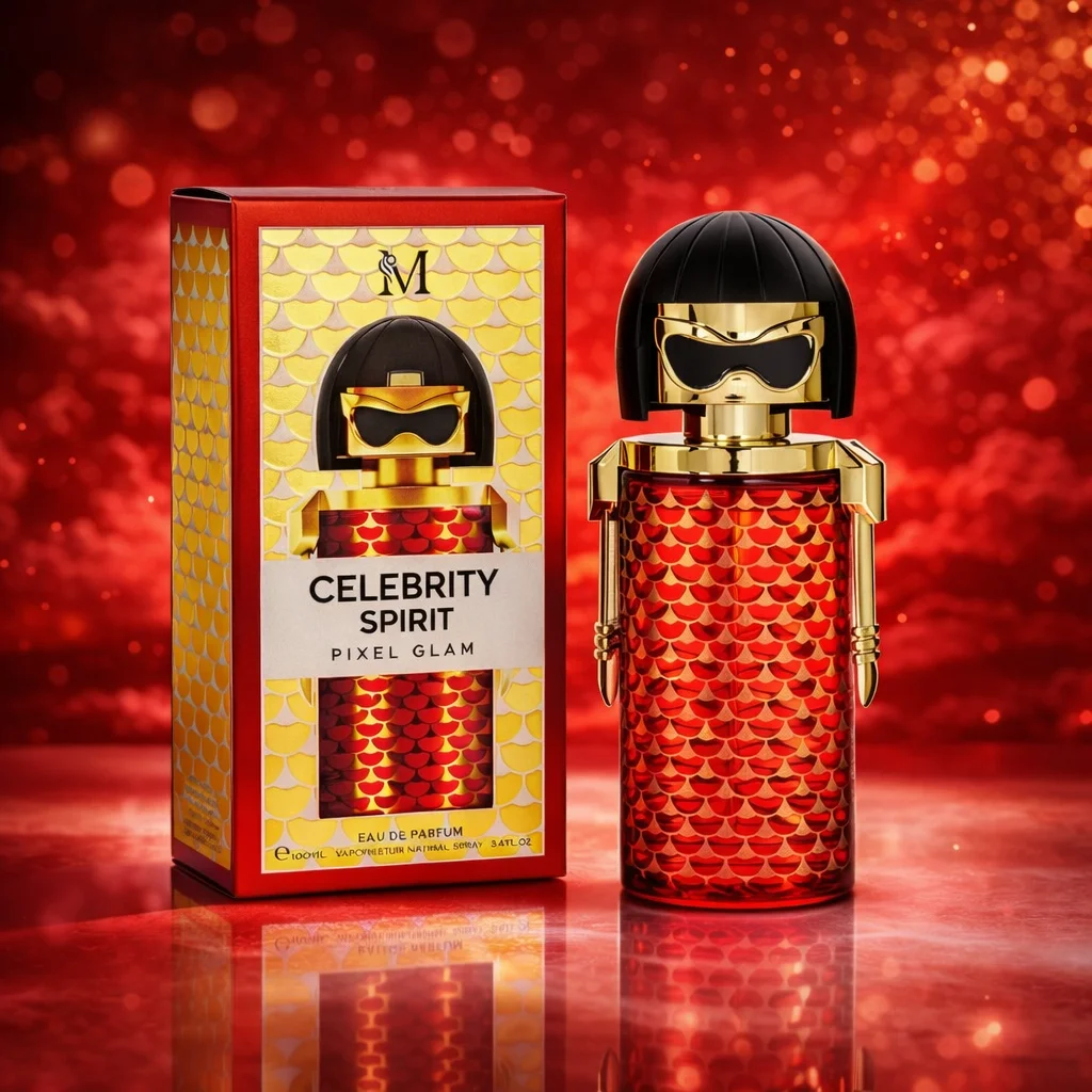 Celebrity Spirit Pixel Glam 100ml - Montage Brands. Parfum pour femmes, Eau de Parfum de la famille florale orientale avec des notes de rose de Damas, de vanille chaleureuse, de cèdre et de musc doux.